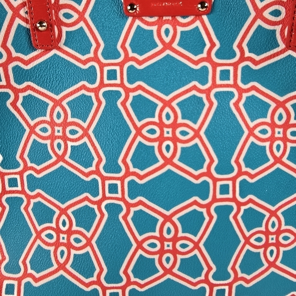 Kate Spade Moroccan Market Expandable Tote Bag In Turqouise/Flame Shoulder Bag - Picture 4 of 16